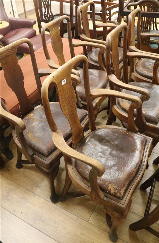 Six Victorian reversible seat maritime dining chairs
